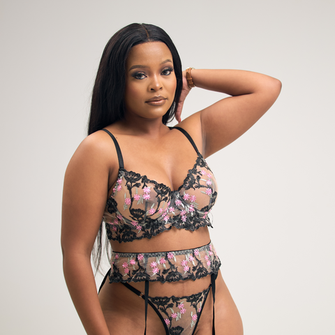 Zee | Floral Embroidery Bralette Panties Set