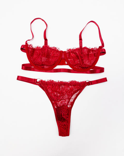 Mandy | Bralette Panties Set Wine Red