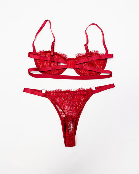 Mandy | Bralette Panties Set Wine Red