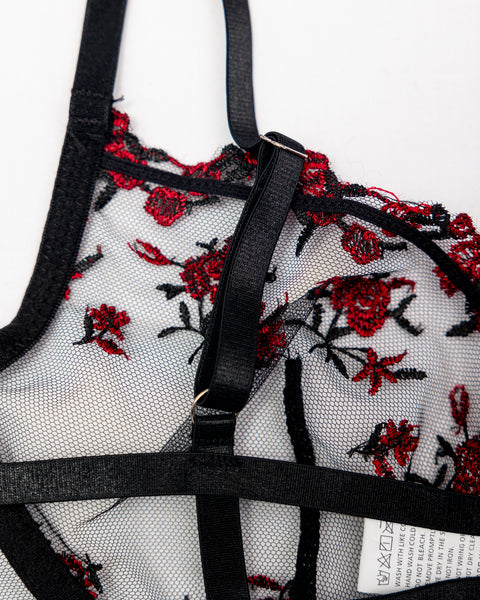 Naledi | Floral Bralette Panties Set Black